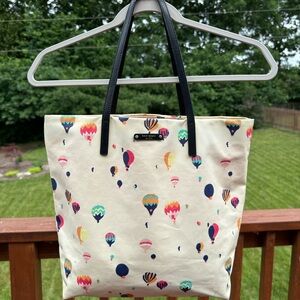 Rare Hot Air Balloon Kate Spade Cream Colored Heavy Coated Canvas Tote Bag
